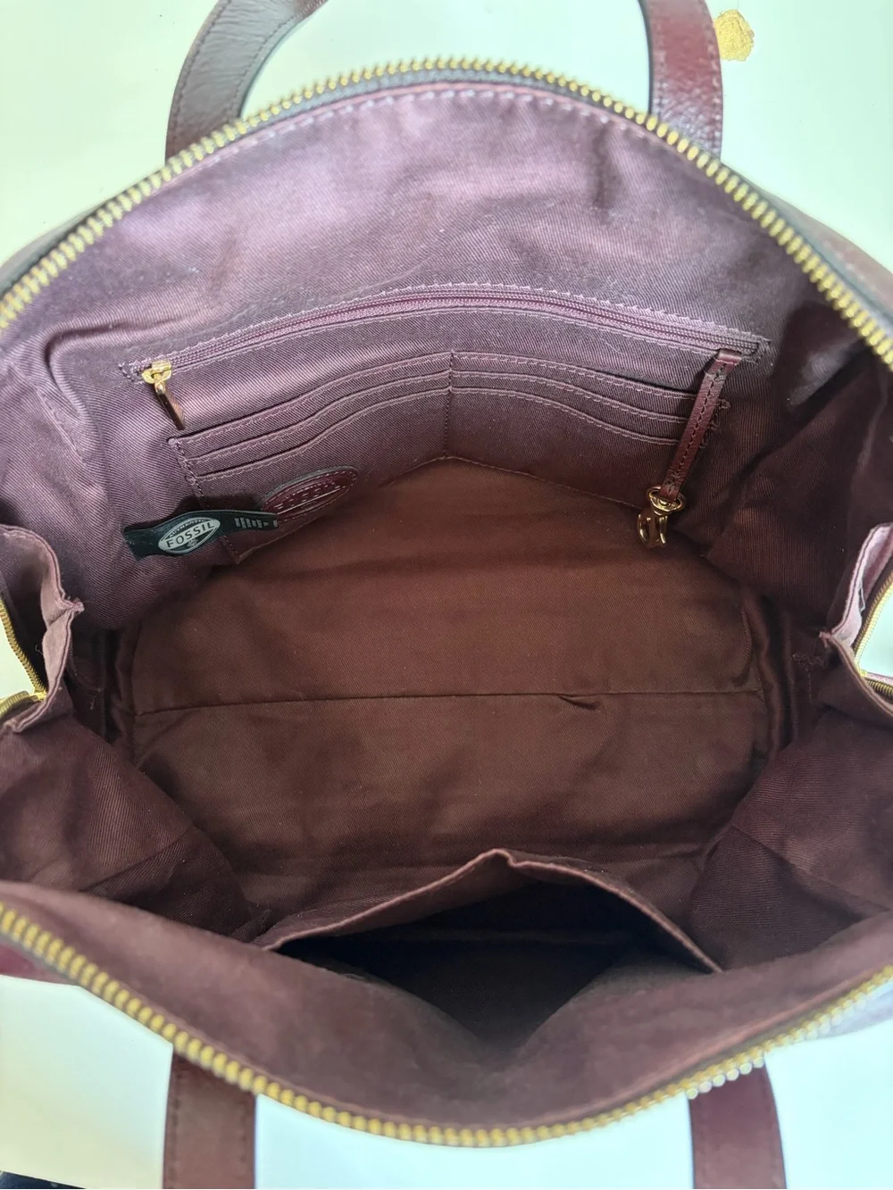 Fossil Sydney Satchel in Raisin Leather Bag